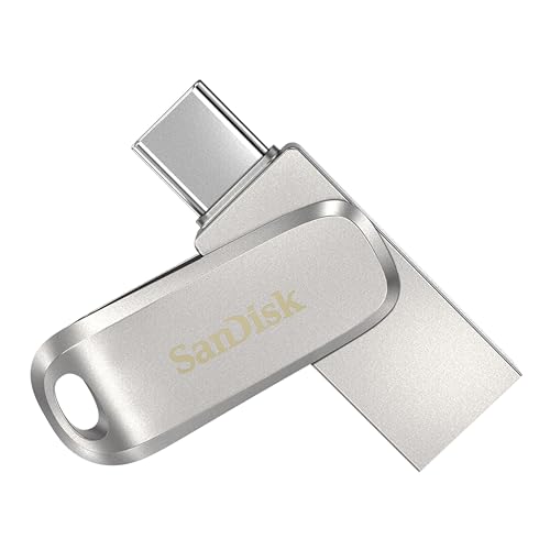 SanDisk Ultra Dual Drive Luxe USB Type-C-Laufwerk Smartphone Speicher 128 GB (Mobiler Speicher, USB 3.1 Gen 1, drehbares Design, 400 MB/s Lesen, USB Laufwerk, automatisches Backup) Silber von SanDisk