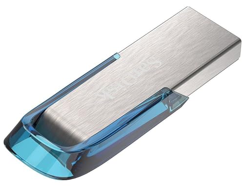 SanDisk Ultra Flair USB 3.0 Flash-Laufwerk 128 GB (Rescue Pro Software, Passwortschutz, robust, schlankes Metallgehäuse, 150 MB/s Übertragungsgeschwindigkeit) Blau von SanDisk