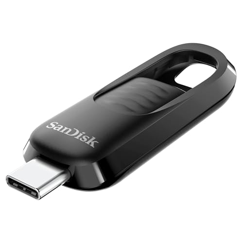 SanDisk Ultra Slider USB-Type-C-Laufwerk 512 GB (USB-Flash-Laufwerk, einziehbarer Anschluss, USB 3.2 Gen 1, bis zu 400 MB/s) Schwarz von SanDisk
