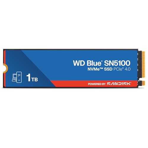 WD Blue SN5100 NVMe SSD 1 TB (7.100 MB/s Lesegeschwindigkeit, M.2 2280, PCIe Gen 4.0, nCache 4.0, SanDisk 3D CBA NAND-Technologie, Acronis True Image) von SanDisk