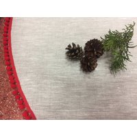 Handgemachte Leinen Weihnachtsbaum Rock Rustikale Sackleinen Pom Decor von SanFabric