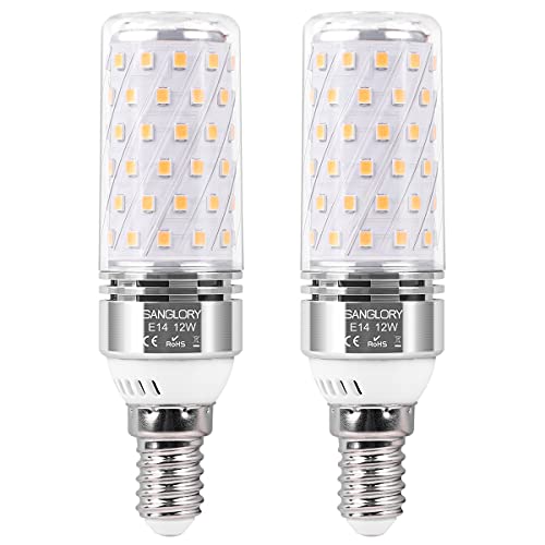 SanGlory 2 Stück E14 LED Lampen Warmweiss 2700K, LED E14 12W Maiskolben Led Mais Birne E14 1350 Lumen ersetzt 100W Birne, 360° Leuchtmittel E14, Kerzenleuchten von SanGlory