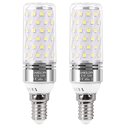 SanGlory 2 Stück Leuchtmittel LED E14 Tageslichtweiß 5000K, 12W LED Lampe E14 ersetzt 100W Glühlampe, 1350 Lumen E14 Maiskolben Energiesparlampe, Glühbirne E14 LED Mais Birne Nicht Dimmbar von SanGlory