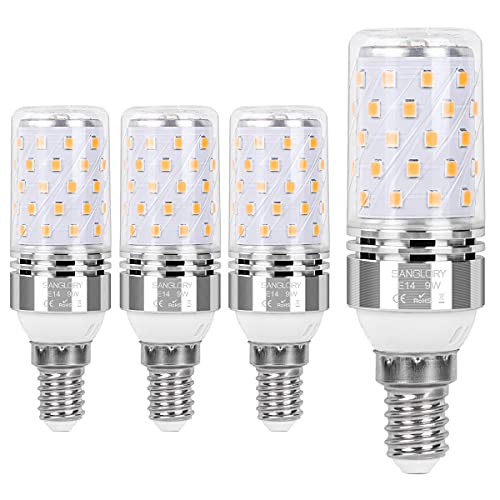 SanGlory 4er Pack E14 LED Lampen, 9W 950LM Warmweiss 2700K E14 LED Maiskolben ersatz 80W E14 Halogenlampe, Energiesparlampe E14 Mais Birne, Kleine Edison-Schraube Kerze Licht E14 Nicht Dimmbar von SanGlory