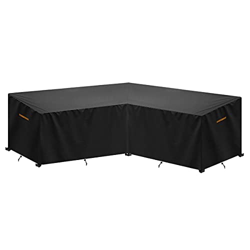 SanGlory Abdeckung für Gartenmöbel L-Form Loungemöbel Abdeckhaube mit Belüftungsöffnungen, Wasserdicht Schutzhülle für Gartenmöbel Sitzgruppe Ecksofa Eck-Loungegruppe Abdeckplane 216x216x85/80cm von SanGlory