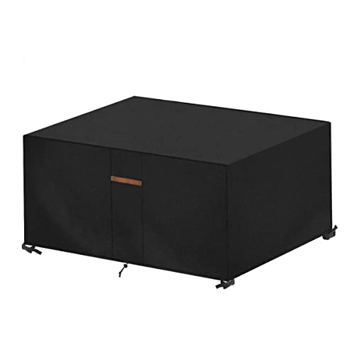 SanGlory Abdeckung für Gartenmöbel mit Belüftungsöffnungen, Gartentisch Abdeckung 600D Oxford Gartenmöbel Schutzhülle Wasserdicht Outdoor Abdeckhaube für Tisch und Stühle (155x115x65cm) von SanGlory