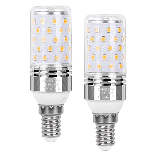 SanGlory E14 LED Birne 9W (Ersatz für 80W), 950LM, 3000K Warmweiß, Maiskolben Leuchtmittel Nicht Dimmbar, Kerze Lampe für Kronleuchter, 2er Pack von SanGlory