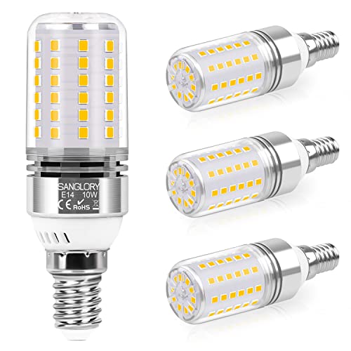 SanGlory E14 LED Lampe, LED Glühbirne E14 10W ersetzt 90W Glühlampe, LED E14 Warmweiß 3000K, 1050 Lumen Leuchtmittel E14 LED Bulbs, 360°Abstrahlwinkel, Nicht Dimmbar Mais Birne, 4 Stück von SanGlory