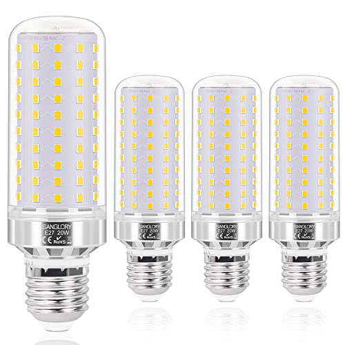 SanGlory E27 LED Mais Birne, 20W 2150 Lumen LED E27 Glühbirnen, ersetzt 180W Halogenlampe E27, 4000K Neutralweiß LED E27 Maiskolben Lampen, AC175-265V, 360° Energiesparlampe, 4er Pack von SanGlory