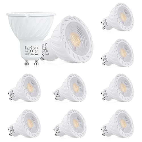 SanGlory GU10 LED Warmweiss, 7W GU10 LED Lampe ersetzt 50W 60W 70W Halogenlampe, 680LM, Warmweiß 3000K LED Leuchtmittel GU10 Spotlights, 45° Abstrahwinkel, CRI>80, AC 85-265V, 10er-Pack von SanGlory