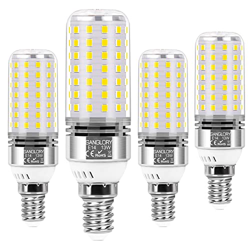 SanGlory LED Birnen E14 Neutralweiß, 13Watt LED Lampe E14 ersetzt 100W Glühbirne, 1400 Lumen Leuchtmittel E14 4000K LED Bulbs, 360° Abstrahlwinkel E14 LED Maiskolben Nicht Dimmbar, 4er-Pack von SanGlory