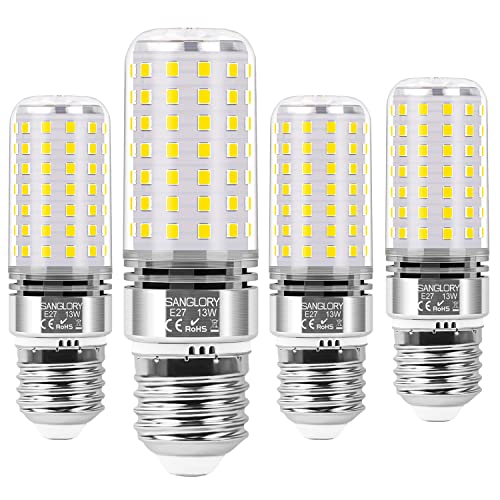 SanGlory LED Birnen E27 Neutralweiß, 13Watt LED Lampe E27 ersetzt 100W Glühbirne, 1400 Lumen Leuchtmittel E27 4000K LED Bulbs, 360° Abstrahlwinkel E27 LED Maiskolben Nicht Dimmbar, 4er-Pack von SanGlory