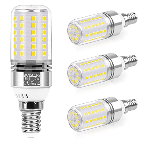 SanGlory LED Glühbirne E14 Neutralweiss, 10W E14 LED Mais Birne ersetzt 90W Halogenlampen, 1050LM Energiesparlampe E14 LED Lampen 4000K LED E14 Leuchtmittel Birnen Nicht Dimmbar, 4 Stück von SanGlory