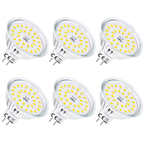 SanGlory LED Reflektorlampe MR16 GU5.3 LED Lampen 6W ersetzt 60W Glühbirne, 600LM, LED Spot GU5.3 Neutralweiß 4000K, Abstrahlwinkel 120°, AC/DC 12V, Nicht Dimmbar, 6er Pack von SanGlory