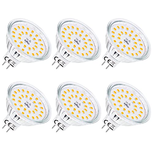 SanGlory MR16 GU5.3 LED Warmweiß 6W ersetzt 60W Glühlampe, 600LM, 2700K, Energiesparlampe MR16 Spot, 120° Abstrahlwinkel Reflektor Lampen Sockel GU5.3, Nicht Dimmbar, 6er Pack von SanGlory