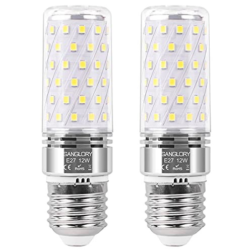 SanGlroy Leuchtmittel LED E27, 12W Ersetzt 100W Halogen, E27 Led Lampen Kaltweiß 6000K 1350LM Nicht Dimmbar E27 Led Mais Birne Energiesparlampe Maiskolben, 2er Pack von SanGlory