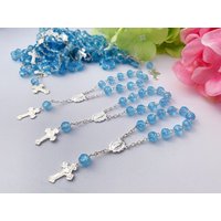 150 Recuerditos Azules Decenario Stück Blau Taufe Begünstigt Dekaden/Mini Rosenkranz Versilbert. Taufgeschenke Bautismo von SanJoaquinCreations