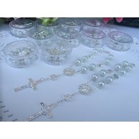 20Baptism Favors Armbänder/ Perle Weiße Kommunion Gunst/ Recuerdos Para Bautizo/Finger Rosaries Taufbegabten Gunst von SanJoaquinCreations