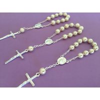 25stk Taufbegnöpfe Aus Weißen Perlen/ Taufbeglaubigung/ Mini-Rosenkranz/Taufbegünstigung Kommunion Kristallperlen Versilberte Zuneigung von SanJoaquinCreations