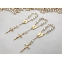 30 Weiße Perlen Zur Taufe/Patenkind Gold Weiß Taufgeschenke Vergoldet von SanJoaquinCreations
