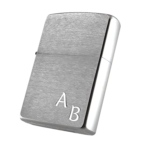 Zippo Benzinfeuerzeug Chrome Brushed mit Gravur (Initialen Klein) - personalisiertes Benzinfeuerzeug als Geschenk für Papa, Freund oder Mann zum Vatertag, Valentinstag oder Weihnachten von SanJuve