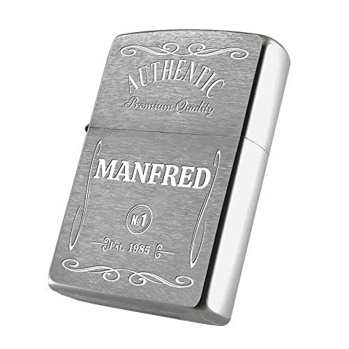 Zippo Feuerzeug inkl. Gravur nach Wunsch - personalisiertes Benzinfeuerzeug als Geschenk für Papa, Freund oder Mann zum Vatertag, Valentinstag oder Weihnachten (Authentic) von SanJuve