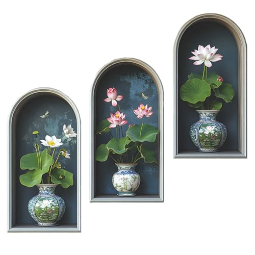 SanKristo 3 Stück 21 * 39CM Lotusblumen Wandaufkleber Topfpflanze Blumen Vasen- 3D Selbstklebende Grünen Pflanzen und Blättern Wanddekoration Modernes Wandbild für Wohnzimmer Büro Hotel Küche SanKristo 3 Stück 21 * 39CM Lotusblumen Wandaufkleber Topfpflanze Blumen Vasen- 3D Selbstklebende Grünen Pflanzen und Blättern Wanddekoration Modernes Wandbild für Wohnzimmer Büro Hotel Küche von SanKristo