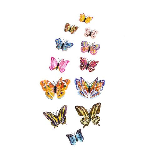 SanKristo 3D Schmetterling Deko Wandaufkleber 12 PCS, Wandtattoo Schmetterling Leuchtend Dekomaterialien Doppellagig Magnet Kleber, Art Decor Crafts Zimmer Zubehör Kühlschrank DIY Aufkleber Sticker von SanKristo