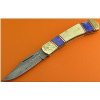 100% Handgemachte Damast Stahl Gefärbt Kamel Knochen Lock Zurück Klappmesser Geschenk Für Ihn Männer Papa Trauzeugen Jahrestag Hochzeitsgeschenk von SanaCutlery