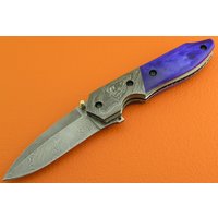 100% Handgemachte Damast Stahl Gefärbt Knochen Liner Lock Klappmesser Geschenk Für Ihn Männer Papa Groomsmen Jahrestag Hochzeitsgeschenk Le829B-1 von SanaCutlery