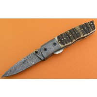 100% Handgemachte Damast-stahl Hirschgeweih Liner Lock Tasche Klappmesser Geschenk Für Ihn Männer Papa Trauzeugen Jahrestag Hochzeitsgeschenk Fs89B-1 von SanaCutlery