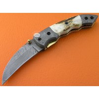 100% Handgemachte Damast-stahl Hirschgeweih Liner Lock Tasche Klappmesser Geschenk Für Ihn Männer Papa Trauzeugen Jahrestag Hochzeitsgeschenk von SanaCutlery