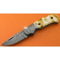 100% Handgemachte Damast-stahl Kamel Knochen Lock Back Tasche Klappmesser Geschenk Für Ihn Männer Papa Groomsmen Jahrestag Hochzeitsgeschenk Fs34B-6 von SanaCutlery