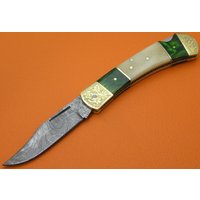 100% Handgemachte Damast-stahl-Knochen Pakkawood Lock Back Klappmesser Geschenk Für Ihn Männer Papa Trauzeugen Jahrestag Hochzeitsgeschenkle803Bgw-2 von SanaCutlery