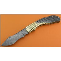 100% Handgemachte Damast-stahl Messing Lock Back Klappmesser Geschenk Für Ihn Männer Papa Groomsmen Jahrestag Hochzeitsgeschenk Le822C-4 von SanaCutlery