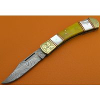 100% Handgemachte Damaststahl Kamel Knochen Perle Lock Back Klappmesser Geschenk Für Ihn Männer Papa Groomsmen Jahrestag Hochzeitsgeschenk Le803Sp-3 von SanaCutlery
