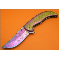 Ltd Edition Titan Beschichtet Volldamast Liner Lock Tasche Klappmesser Geschenk Für Ihn Ihr Vater Trauzeugen Jahrestag Hochzeitsgeschenk C11T-1 von SanaCutlery