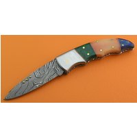 Super Sale 100% Handgefertigt Und Geschmiedet Sana Besteck Benutzerdefinierte Damast Stahl Gefärbt Kamelknochen Pakkawood Frame Lock Taschen von SanaCutlery