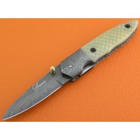 Super Sale 100% Handgefertigt Und Geschmiedet Sana Besteck Damast Stahl Graviert Kamelknochen Liner Lock Taschenmesser Fs71H-1 von SanaCutlery