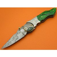 Super Sale 100% Handgefertigtes Und Geschmiedetes Sana Besteck Großes Damast-stahl Pakkawood Griff Liner Lock Taschenklappmesser Fs479Gpw-3 von SanaCutlery