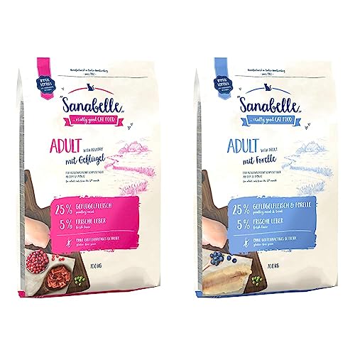 Sanabelle Adult mit Geflügel | Katzentrockenfutter für ausgewachsene Katzen | 1 x 10 kg & Adult mit Forelle | Katzentrockenfutter für ausgewachsene Katzen | 1 x 10 kg, Sanabelle Adult mit Geflügel | Katzentrockenfutter für ausgewachsene Katzen | 1 x 10 kg & Adult mit Forelle | Katzentrockenfutter für ausgewachsene Katzen | 1 x 10 kg, von Sanabelle
