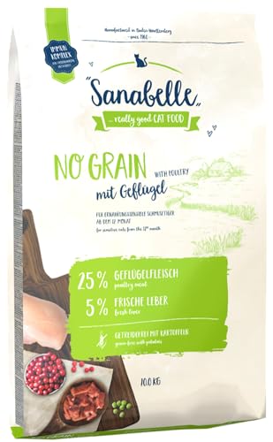 Sanabelle No Grain mit Geflügel | Katzentrockenfutter für ernährungssensible Katzen | 1 x 10 kg von Sanabelle