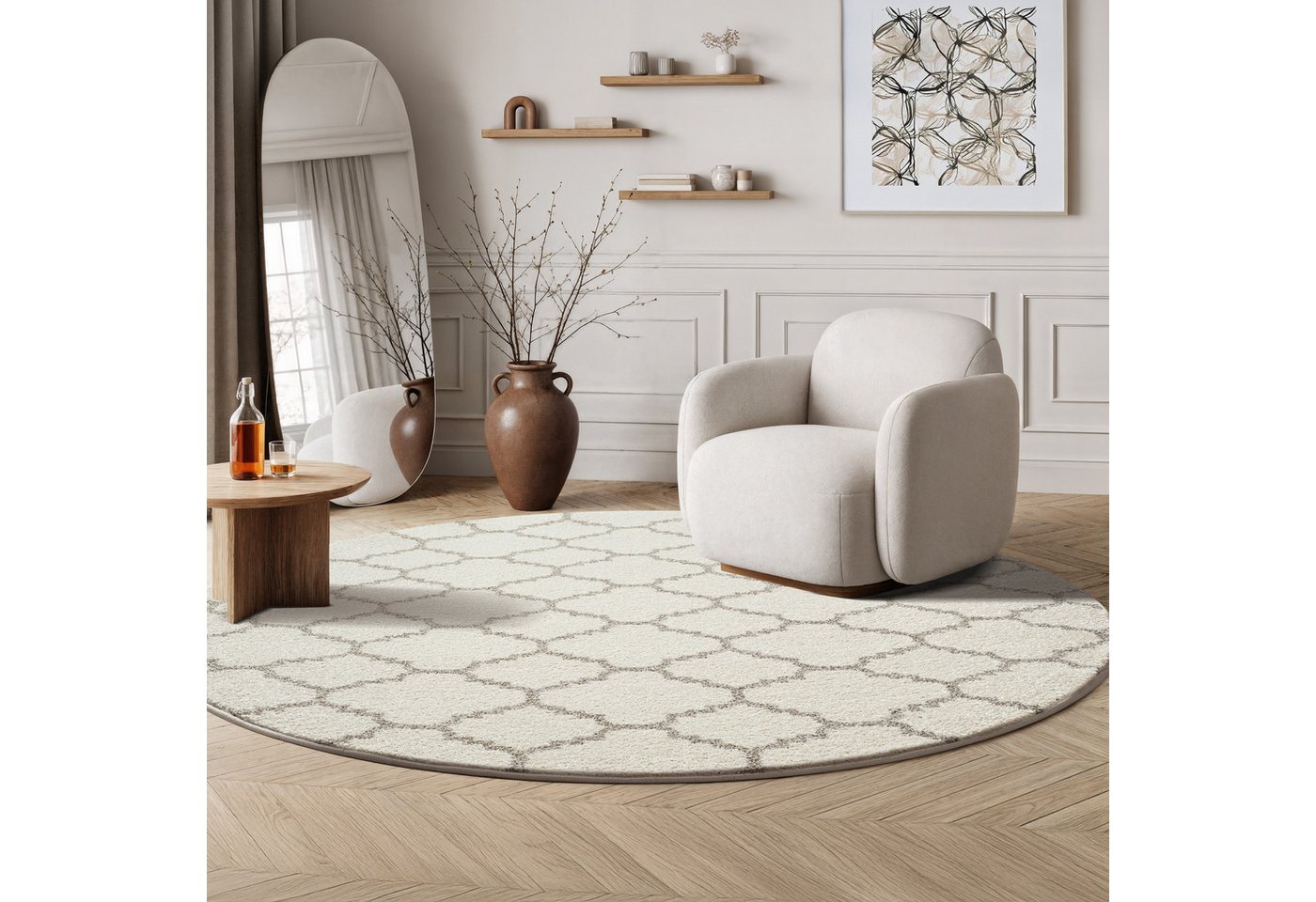 Sanat Teppich Boho 8202, rund, Höhe: 10 mm, Kurzflor, robust, Boho, Scandic, für Fussbodenheizung geeignet Sanat Teppich Boho 8202, rund, Höhe: 10 mm, Kurzflor, robust, Boho, Scandic, für Fussbodenheizung geeignet von Sanat