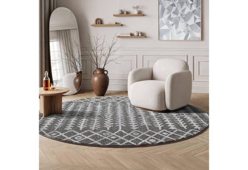 Sanat Teppich Boho 8204, rund, Höhe: 10 mm, Kurzflor, robust, Boho, Scandic, für Fussbodenheizung geeignet Sanat Teppich Boho 8204, rund, Höhe: 10 mm, Kurzflor, robust, Boho, Scandic, für Fussbodenheizung geeignet von Sanat