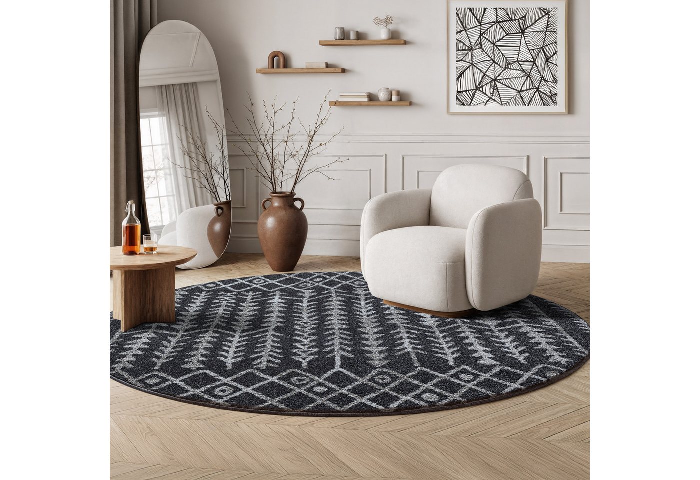 Sanat Teppich Boho 8204, rund, Höhe: 10 mm, Kurzflor, robust, Boho, Scandic, für Fussbodenheizung geeignet Sanat Teppich Boho 8204, rund, Höhe: 10 mm, Kurzflor, robust, Boho, Scandic, für Fussbodenheizung geeignet von Sanat