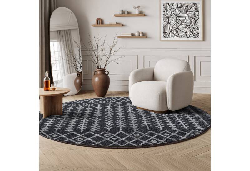 Sanat Teppich Boho 8204, rund, Höhe: 10 mm, Kurzflor, robust, Boho, Scandic, für Fussbodenheizung geeignet von Sanat