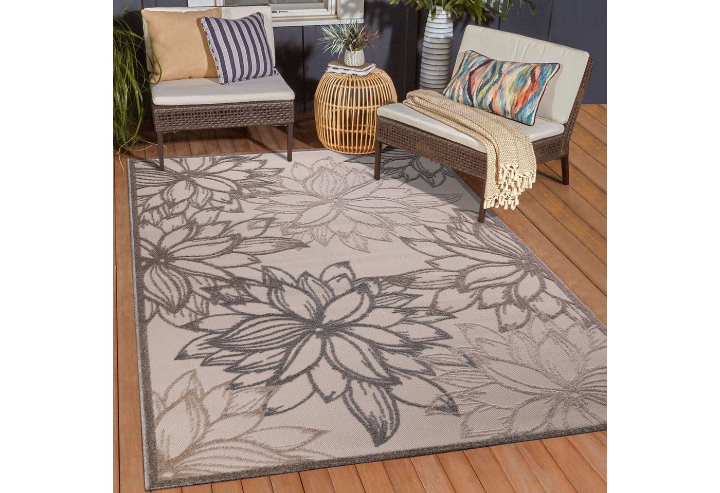 Sanat Teppich Floral 2 Outdoor, rechteckig, Höhe: 6 mm, In- und Outdoor geeignet, Blumen, Balkon, Terrasse, Außenbereich Sanat Teppich Floral 2 Outdoor, rechteckig, Höhe: 6 mm, In- und Outdoor geeignet, Blumen, Balkon, Terrasse, Außenbereich von Sanat