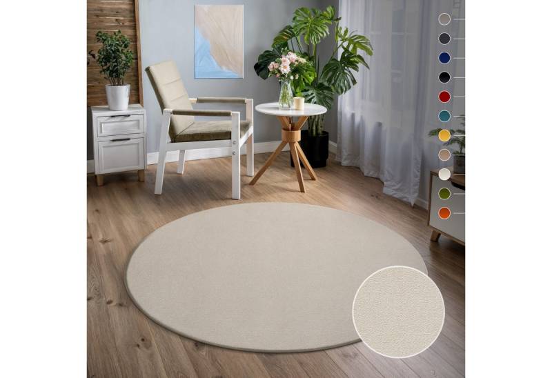 Sanat Teppich Uni, rund, Höhe: 13 mm, robuster Kurzflorteppich, große Farbauswahl, Wohnzimmer, alle Räume Sanat Teppich Uni, rund, Höhe: 13 mm, robuster Kurzflorteppich, große Farbauswahl, Wohnzimmer, alle Räume von Sanat
