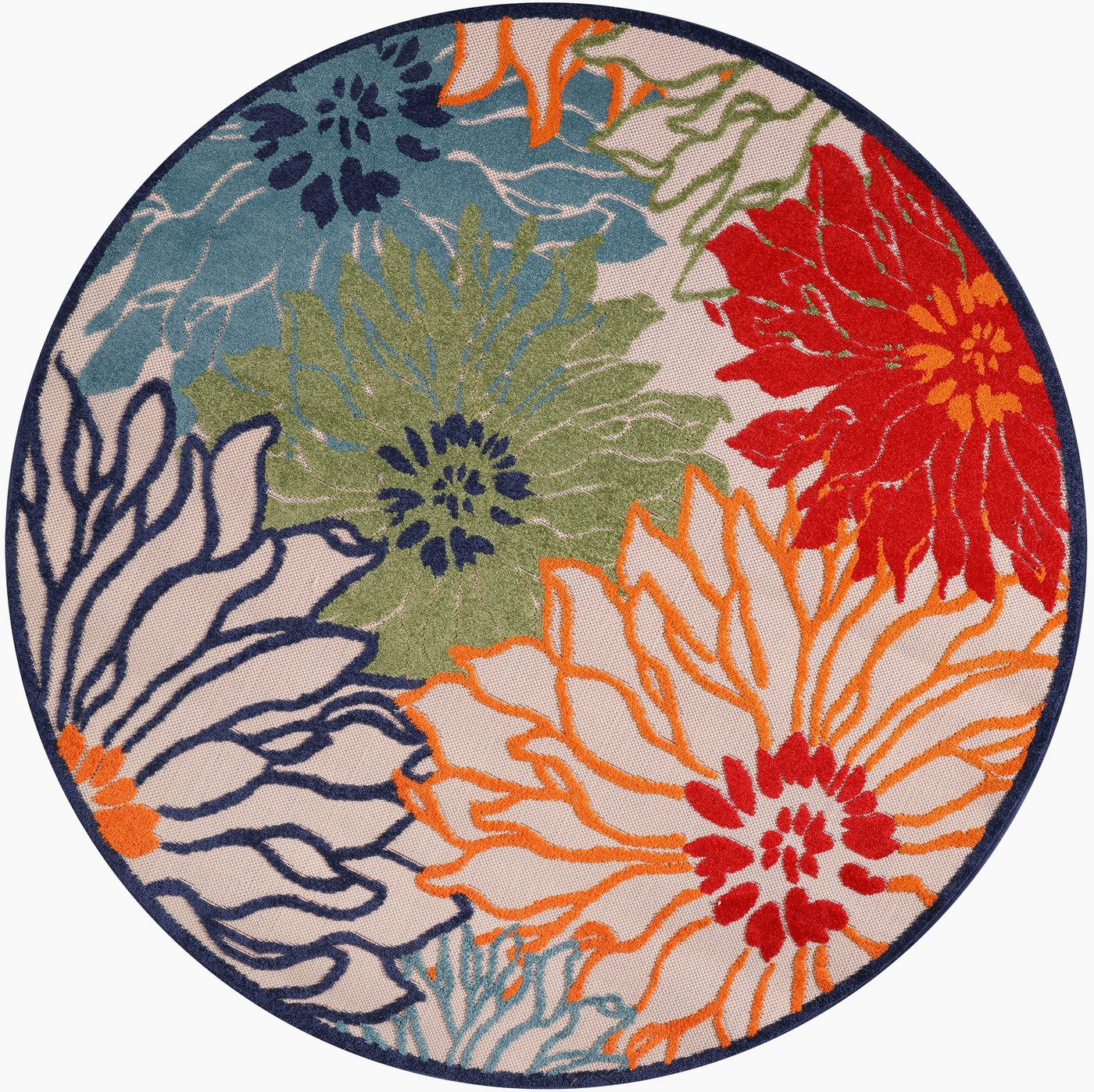 Teppich Floral 2, Sanat, rund, Höhe: 6 mm, In- und Outdoor geeignet, florales Design, Balkon, Terasse von Sanat