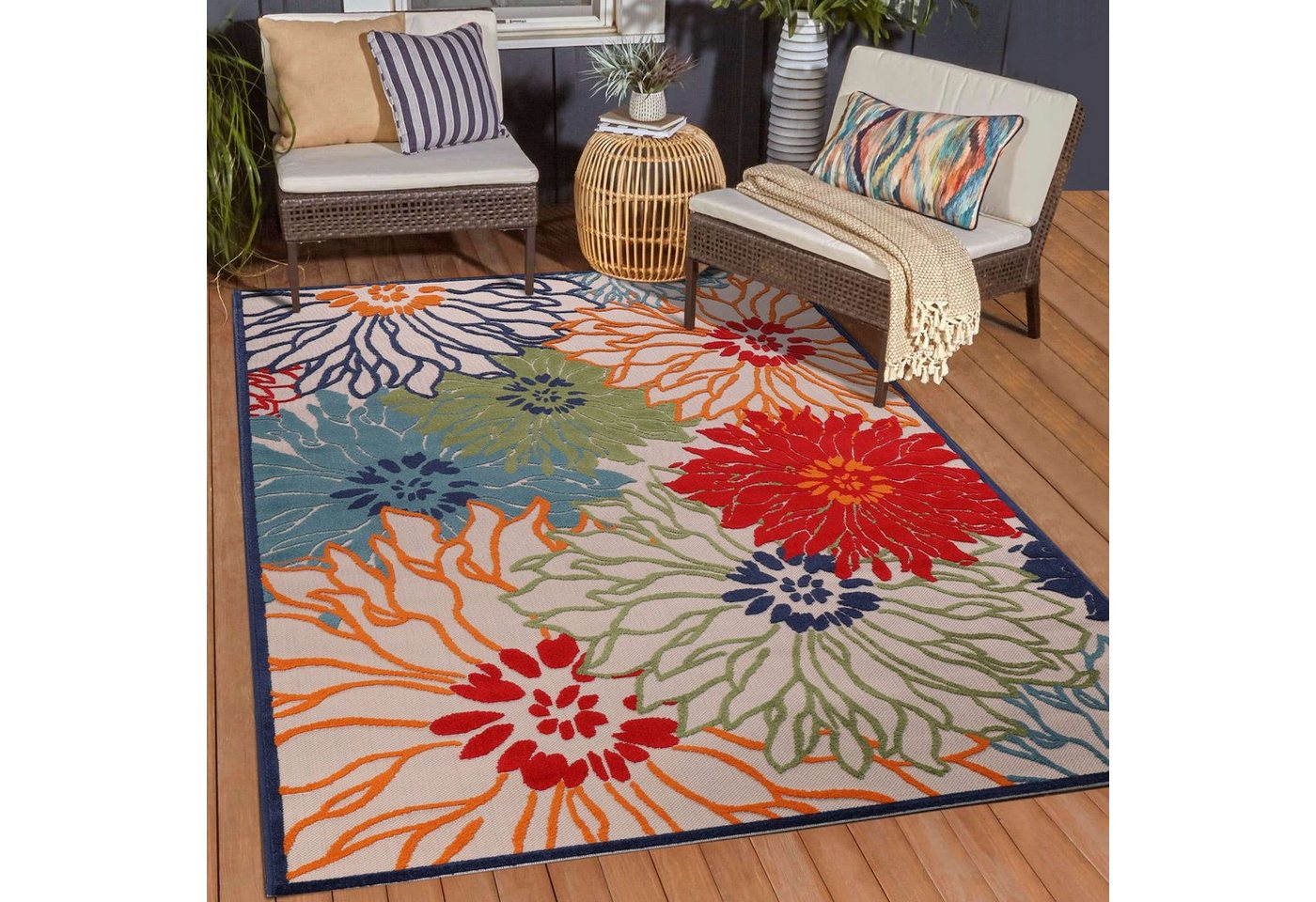 Sanat Teppich Floral 2 Outdoor, rechteckig, Höhe: 6 mm, In- und Outdoor geeignet, Blumen, Balkon, Terrasse, Außenbereich Sanat Teppich Floral 2 Outdoor, rechteckig, Höhe: 6 mm, In- und Outdoor geeignet, Blumen, Balkon, Terrasse, Außenbereich von Sanat
